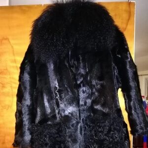 Belle Fare Fur Lamb and Rabbit Fur black coat